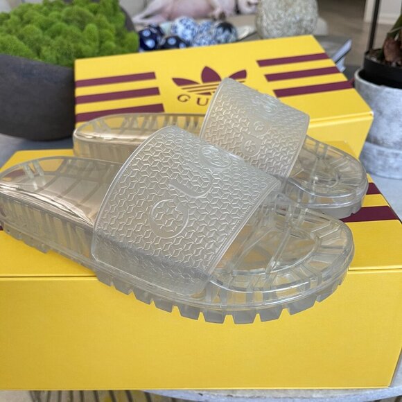 Gucci x Adidas 721229 Logo Transparent Slides Sandals Size UK 7 & 9 - Picture 13 of 16